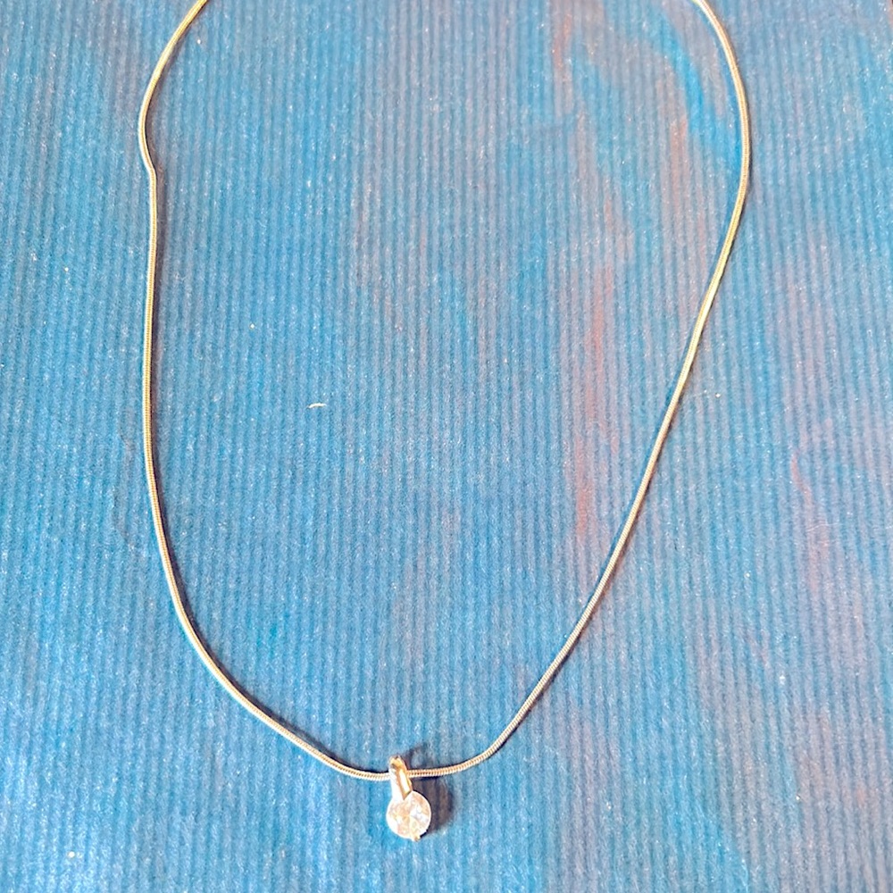 Minimalist silver necklace with crystal